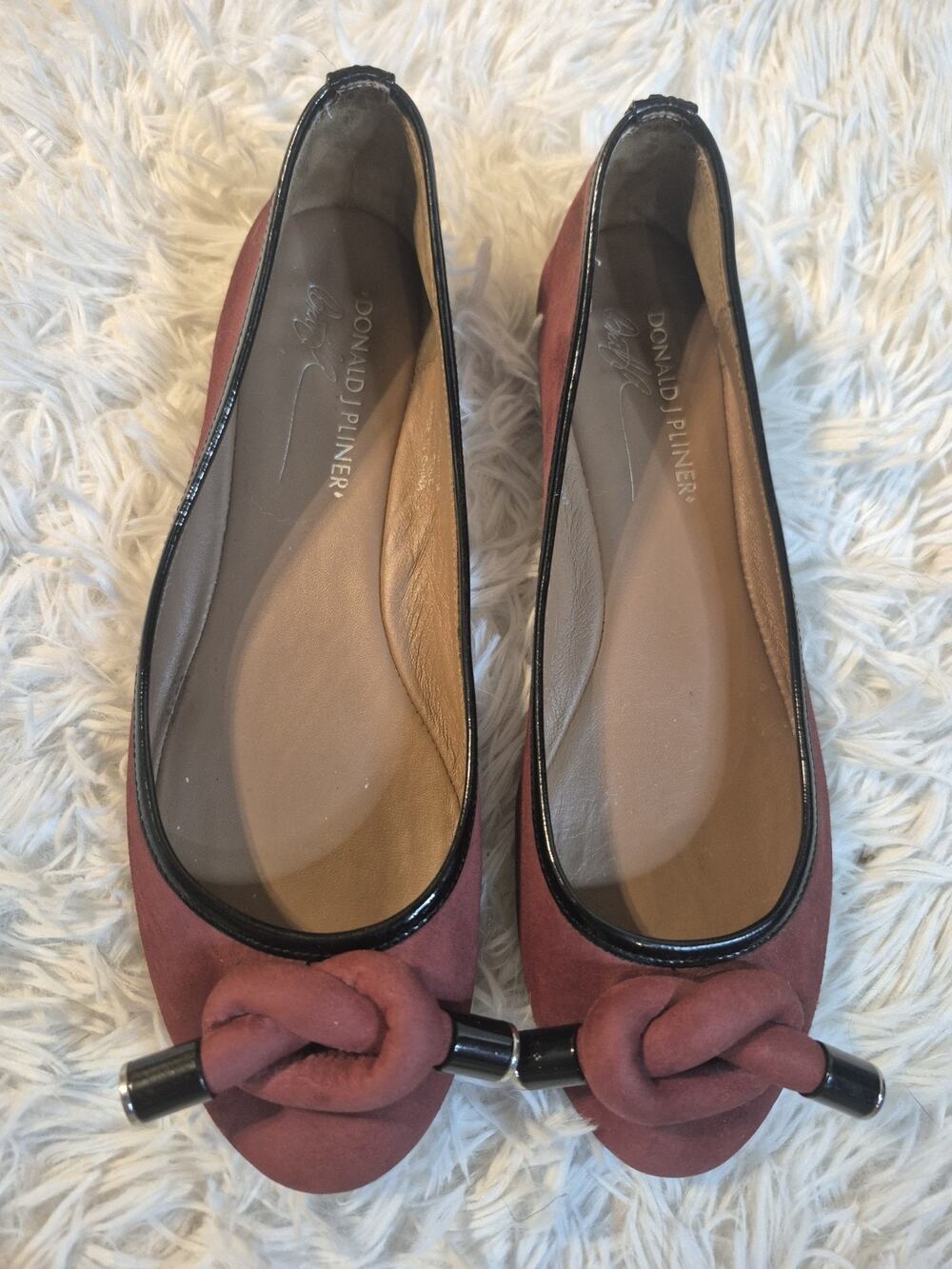 Donald Pliner Women's Burgundy Knot Ballet, Luxury, Slip-On, Women’s Flats Sz. 7